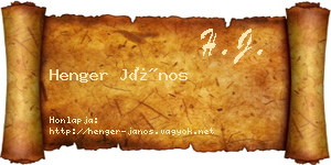 Henger János névjegykártya