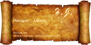 Henger János névjegykártya